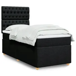vidaxl-lozko-kontynentalne-z-materacem-czarne-tkanina-90x190-cm