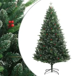 vidaxl-sztuczna-choinka-zawiasowa-z-czerwonymi-jagodami-240-cm