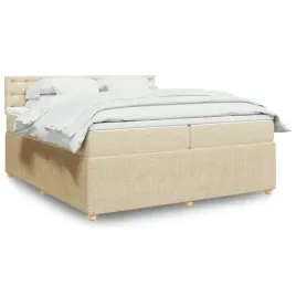 vidaxl-lozko-kontynentalne-z-materacem-kremowe-tkanina-200x200-cm