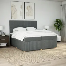 vidaxl-lozko-kontynentalne-z-materacem-ciemnoszara-tkanina-200x200-cm