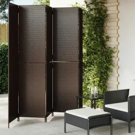 vidaxl-parawan-5-panelowy-brazowy-polirattan