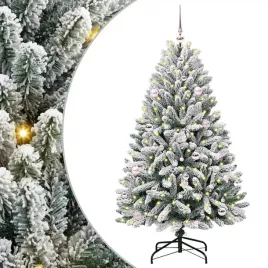 vidaxl-sztuczna-choinka-z-podstawa-zielony-i-bialy-150-cm-pvc-i-metal