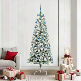 vidaxl-sztuczna-choinka-z-zawiasami-z-podstawa-zielono-bialy-210-cm