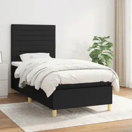 vidaxl-lozko-kontynentalne-z-materacem-czarne-tkanina-90x200-cm