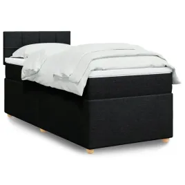 vidaxl-lozko-kontynentalne-z-materacem-czarne-tkanina-90x200-cm