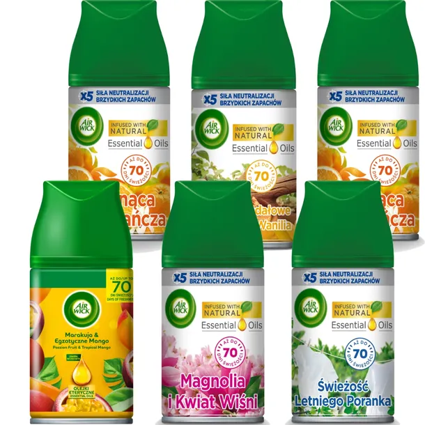 AIR WICK WKŁADY DO AUTOMATYCZNEGO ODŚWIEŻACZA POWIETRZA ZESTAW MIX 6X 250ML