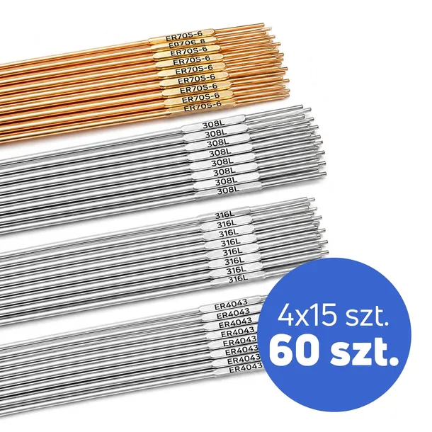 Zestaw startowy TIG AC/DC | 4x15 szt. SG2 | 308 LSi | 316LSi | AlSi5 ER4043