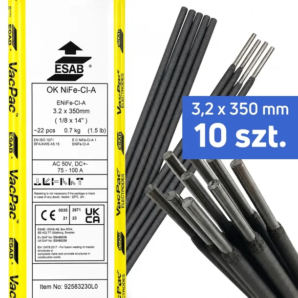 Elektrody do spawania żeliwa na zimno ESAB OK NiFe-Cl-A |fi 3.2x350mm 10szt