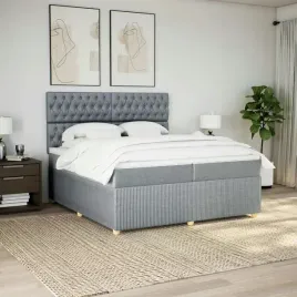 vidaxl-lozko-kontynentalne-z-materacem-jasnoszare-tkanina-200x200-cm