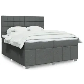 vidaxl-lozko-kontynentalne-z-materacem-ciemnoszara-tkanina-200x200-cm
