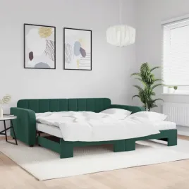 vidaxl-sofa-rozsuwana-z-materacami-ciemnozielona-100x200-cm-aksamit
