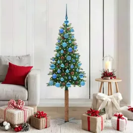 vidaxl-szczupla-choinka-zielony-150-cm-pvc-i-lite-drewno-sosnowe