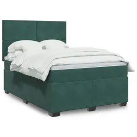 vidaxl-lozko-kontynentalne-z-materacem-ciemnozielone-160x200-cm