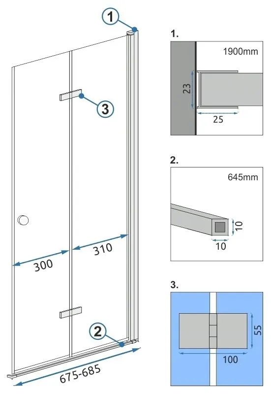 rea-modul-kabiny-fold-n2-chrom-70-cm-stan-nowy