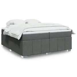 vidaxl-lozko-kontynentalne-z-materacem-ciemnoszara-tkanina-200x200-cm