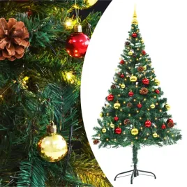 vidaxl-sztuczna-choinka-z-bombkami-i-lampkami-zielona-150-cm