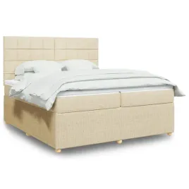 vidaxl-lozko-kontynentalne-z-materacem-kremowe-tkanina-200x200-cm