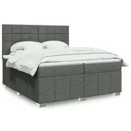 vidaxl-lozko-kontynentalne-z-materacem-ciemnoszara-tkanina-200x200-cm