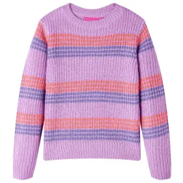 sweter-dzieciecy-z-dzianiny-w-paski-liliowo-rozowy-140