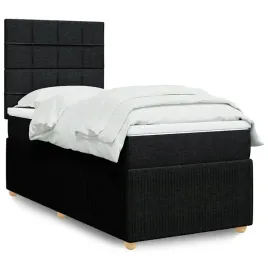 vidaxl-lozko-kontynentalne-z-materacem-czarne-tkanina-90x200-cm