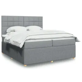 vidaxl-lozko-kontynentalne-z-materacem-jasnoszare-tkanina-200x200-cm