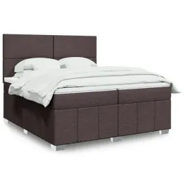 vidaxl-lozko-kontynentalne-z-materacem-brazowe-tkanina-200x200-cm