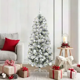 vidaxl-sztuczna-choinka-z-zawiasami-z-podstawa-zielono-bialy-150-cm