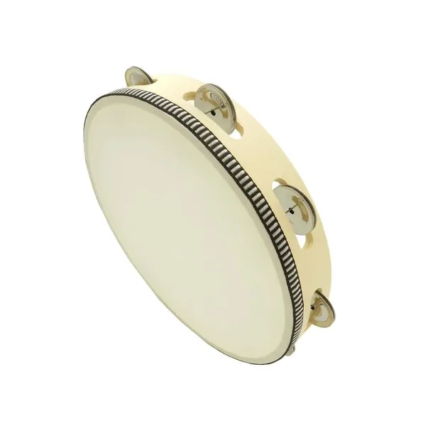 Tamburyno 10" WHITE drewno naturalne
