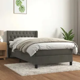 vidaxl-lozko-kontynentalne-z-materacem-ciemnoszary-aksamit-100x200cm