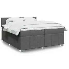 vidaxl-lozko-kontynentalne-z-materacem-ciemnoszara-tkanina-200x200-cm