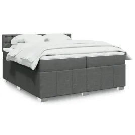vidaxl-lozko-kontynentalne-z-materacem-ciemnoszara-tkanina-200x200-cm