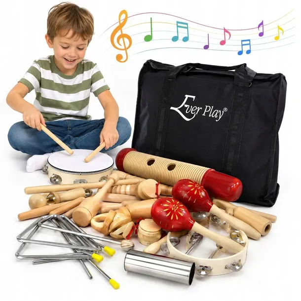 Zestaw instrumentów edukacyjnych perkusyjnych ever play lt-17 z pokrowcem