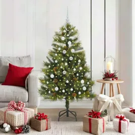 vidaxl-sztuczna-choinka-z-zawieszkami-zielony-150-cm