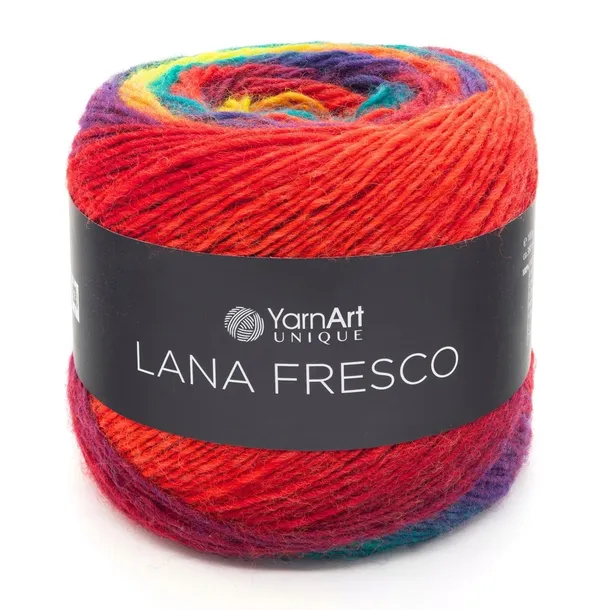100g kolorowa włóczka 100% wełna YarnArt Lana Fresco czerwień żółty 8109