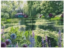 malowanie-po-numerach-staw-w-lesie-z-liliami-50x40-z-rama