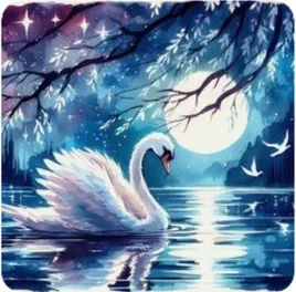 malowanie-po-numerach-labedz-w-stawie-noca-40x50-cm-na-ramie