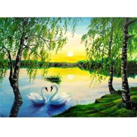 malowanie-po-numerach-labedzie-na-jeziorze-40x50