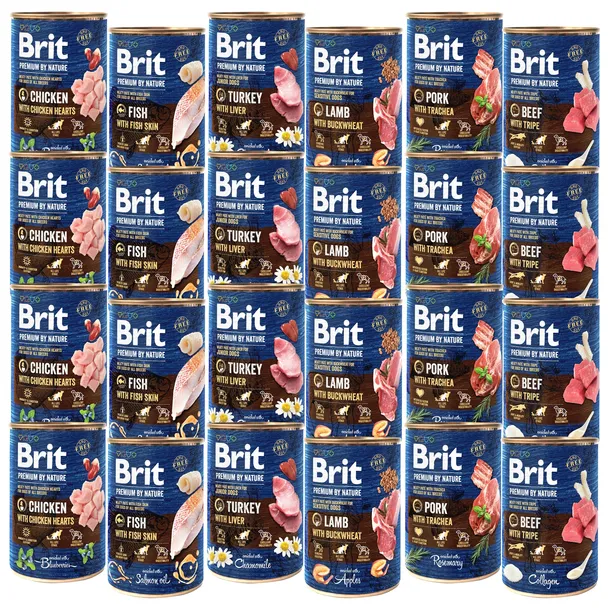 Karma Mokra dla Psa BRIT Premium By Nature Mix Smaków 24szt*400g
