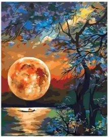 malowanie-po-numerach-pomaranczowy-ksiezyc-nad-jeziorem-40x50-cm-na-ramie