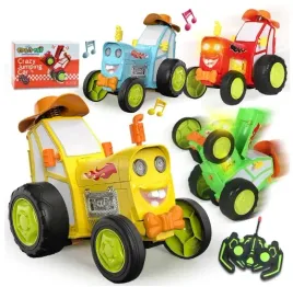 czerwony-traktor-sterowany-pilotem-z-usmiechem-oraz-czapka-farmera