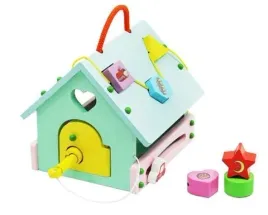 domek-drewniany-sorter-klocki-zegar-kluczyk-zabawka-dla-malucha