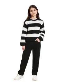 shein-komplet-dzieciecy-czarno-bialy-sweter-i-spodnie-128-134cm-1jn