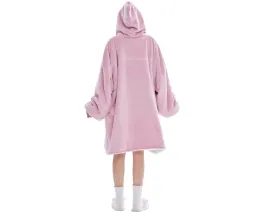 bluzokoc-rozowy-ponczo-bluza-z-kapturem-kieszen-polar-oversize
