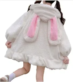 bluzokoc-bialy-z-uszami-ponczo-bluza-z-kapturem-kieszen-polar-oversize