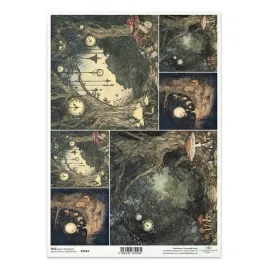 papier-ryzowy-do-decoupage-a4-r2654-mroczny-las-zegary-grzyby