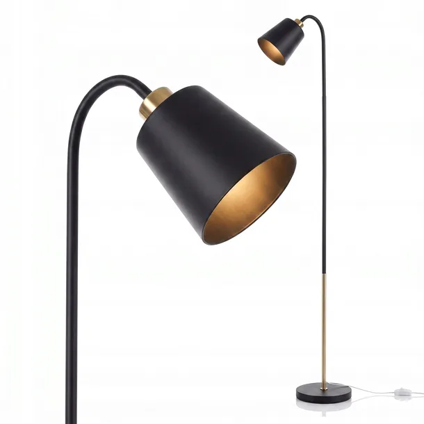 LAMPA STOJĄCA PODŁOGOWA LED do Czytania Regulowana E27 Włącznik Czarna