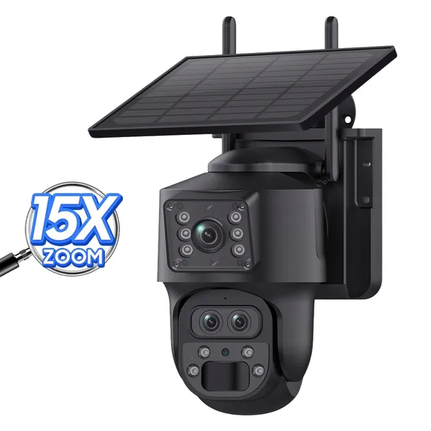 FOTOPUŁAPKA Kamera 12MP 15X Zoom SIM SOLAR 4G PTZ 3 Obiektywy PREMIUM GSM
