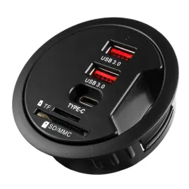 gniazdo-blatowe-okragle-usb-c-usb-sd-tf-spacetronik-do-biurka-czarne