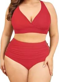 bikini-czerwone-push-up-wysoki-stan-modelujace-duzy-biust-l