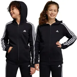 bluza-dla-dzieci-adidas-essentials-3-stripes-fleece-full-zip-hoodie-czarna